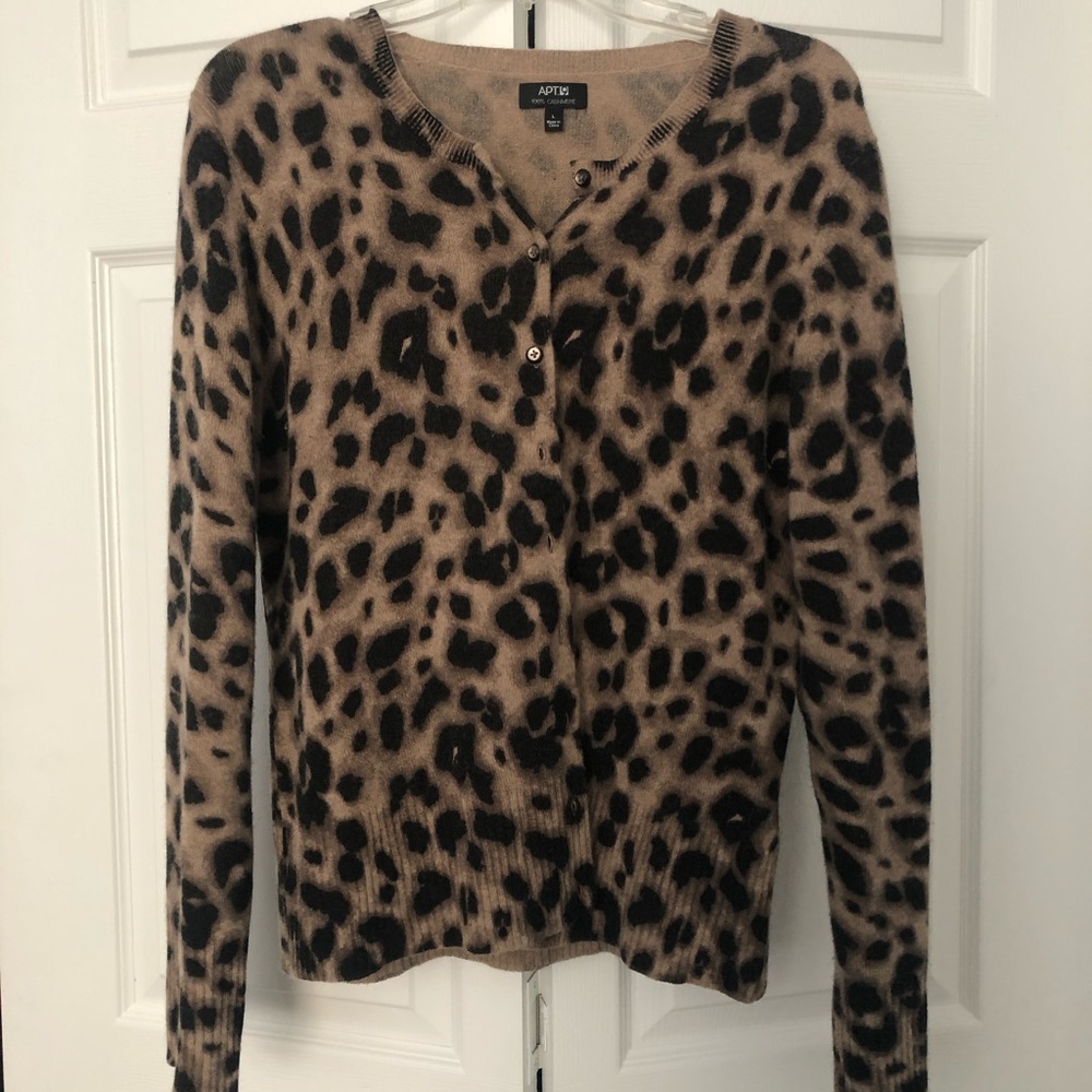 100% Cashmere Cardigan - Animal Print is IN